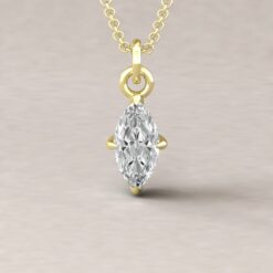 Beverly 10x5mm marquise moissanite diamond halo pendant 14k yellow gold ls5629