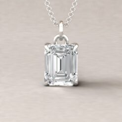 beverly 10x8mm emerald moissanite diamond halo pendant 18k white gold ls5621