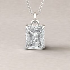 Beverly 10x8mm radiant moissanite diamond halo pendant 14k white gold ls5631
