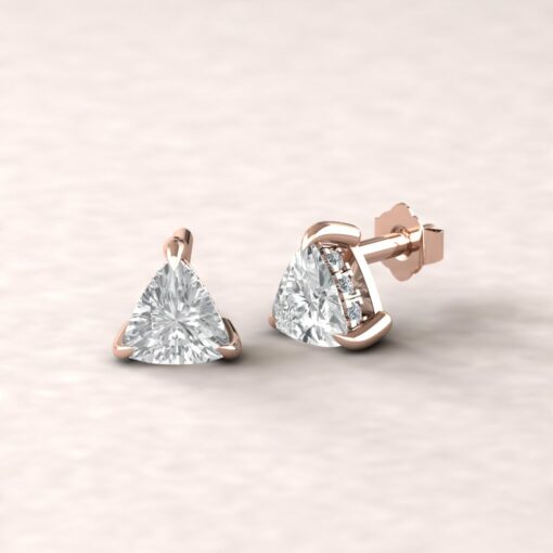 beverly 6mm square trillion diamond halo earrings 14k rose gold ls5624
