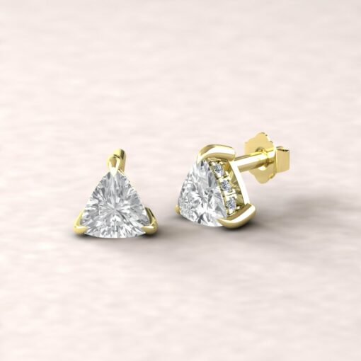 beverly 6mm square trillion diamond halo earrings 18k yellow gold ls5624