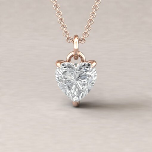 beverly 8mm heart moissanite diamond halo pendant 14k rose gold ls5627