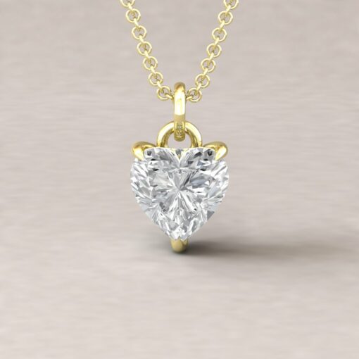 beverly 8mm heart moissanite diamond halo pendant 14k yellow gold ls5627