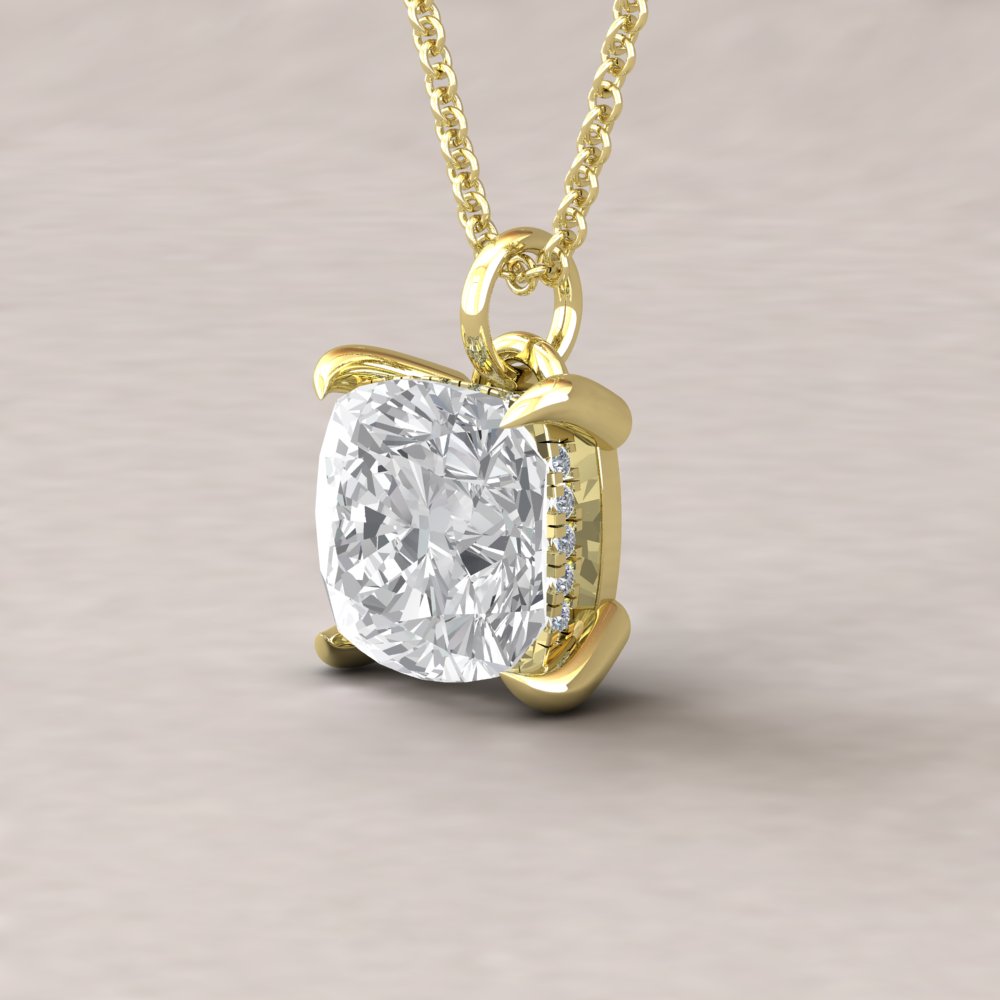 Square Cushion Cut Forever One Moissanite Pendant with Diamond Halo - From  our Beverly Collection