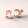 beverly 9x7mm oval morganite diamond halo earrings 14k rose gold ls5753