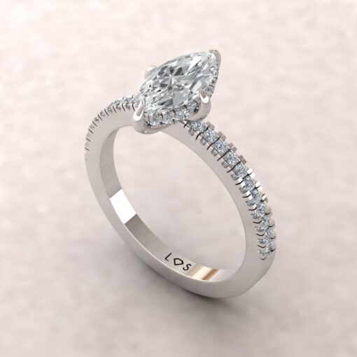 Beverly 10x5mm marquise moissanite diamond half eternity platinum ls5826