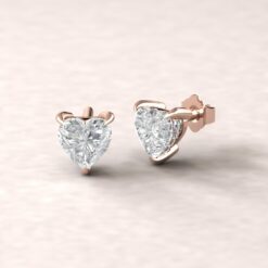beverly 6mm heart moissanite diamond halo earrings 14k rose gold ls5626