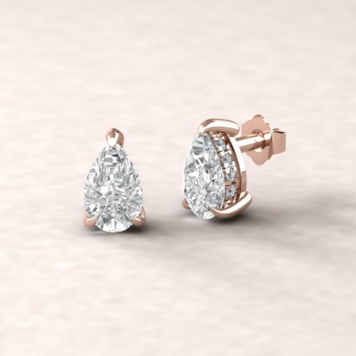 beverly 8x5mm pear moissanite diamond halo earrings 14k rose gold ls5622