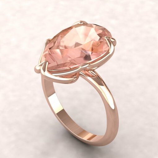 lily 16x10mm pear morganite engagement ring flower solitaire 14k rose gold ls5861