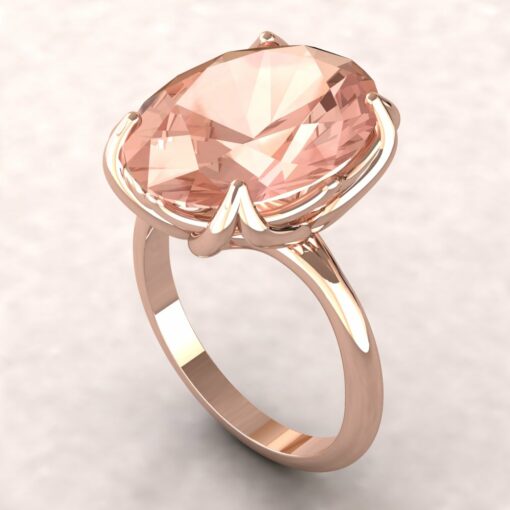lily 16x12mm oval morganite engagement ring flower solitaire 14k rose gold ls5859