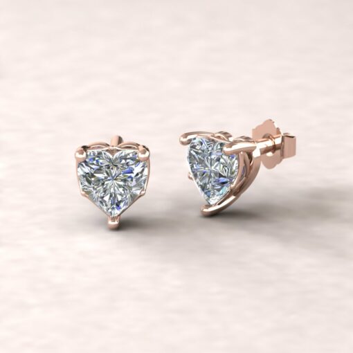lola 6mm heart diamond dainty earrings 14k rose gold ls5702