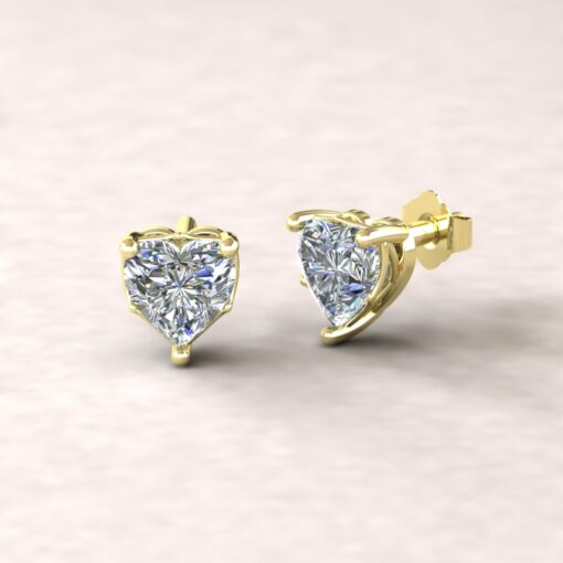 lola 6mm heart diamond dainty earrings 14k yellow gold ls5702