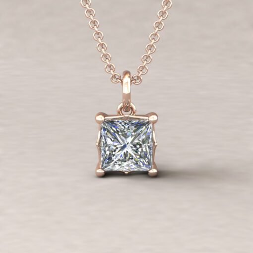 lola 6mm princess diamond dainty pendant 14k rose gold ls5710