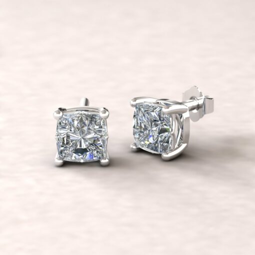 lola 6mm square cushion diamond dainty earrings 18k white gold ls5696