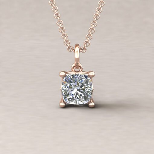 lola 6mm square cushion diamond dainty pendant 14k rose gold ls5705
