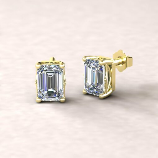 lola 7x5mm emerald diamond dainty earrings 14k yellow ls5698