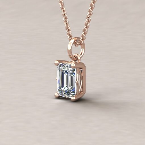 lola 7x5mm emerald diamond dainty pendant 14k rose gold ls5707