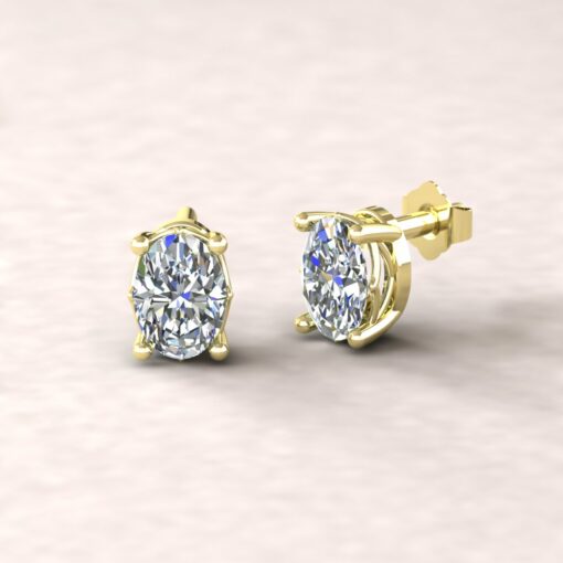 lola 7x5mm oval diamond dainty earrings 14k yellow gold ls5697