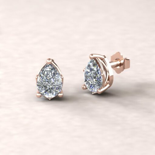 lola 7x5mm pear diamond dainty earrings 14k rose gold ls5700