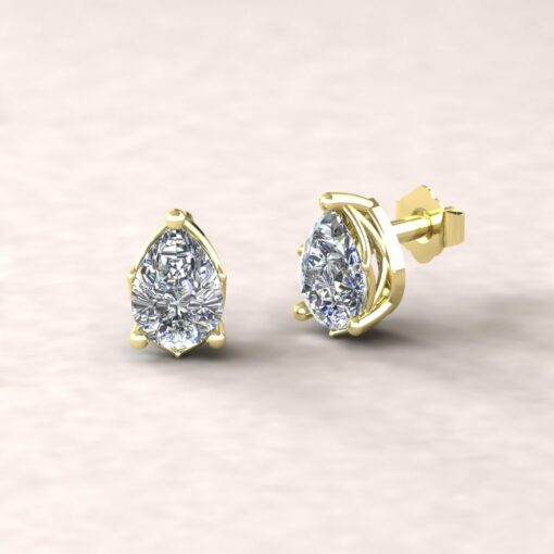 lola 7x5mm pear diamond dainty earrings 14k yellow gold ls5700
