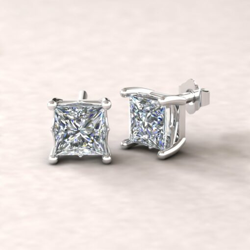 lola 7x5mm princess diamond dainty earrings 14k white gold ls5701