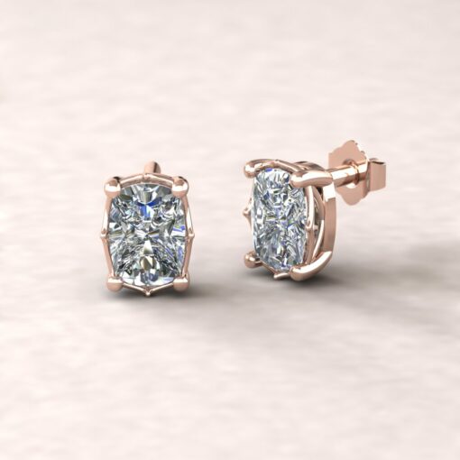 lola 7x5mm rectangular cushion diamond dainty earrings 14k rose gold ls5695