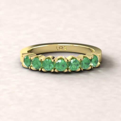 gift 7 stone scalloped band emerald 14k yellow gold LS5363