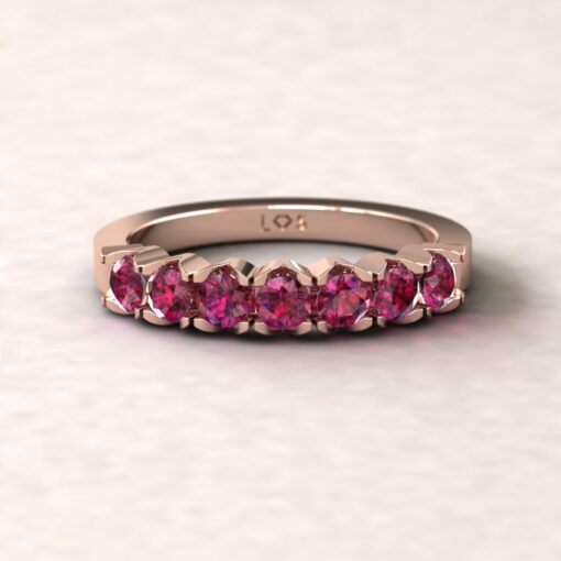 gift 7 stone scalloped band ruby 14k rose gold LS5363