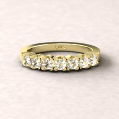 gift 7 stone scalloped band white sapphire 14k yellow gold LS5363