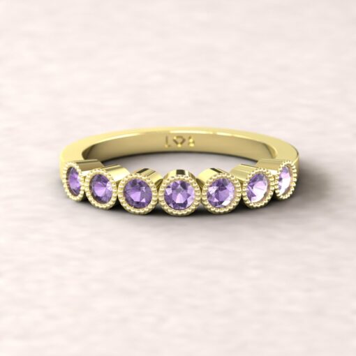 gift birthstone 7 stone bubble band mothers ring amethyst 14k yellow gold LS5362