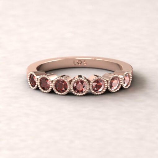 gift birthstone 7 stone bubble band mothers ring garnet 14k rose gold LS5362
