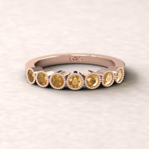 gift birthstone 7 stone bubble band promise ring citrine 14k rose gold LS5362