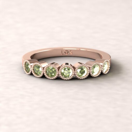 gift birthstone 7 stone bubble band promise ring peridot 14k rose gold LS5362