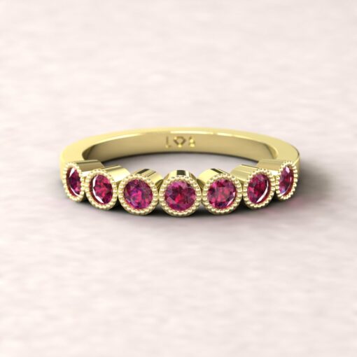 gift birthstone 7 stone bubble band promise ring ruby 18k yellow gold LS5362