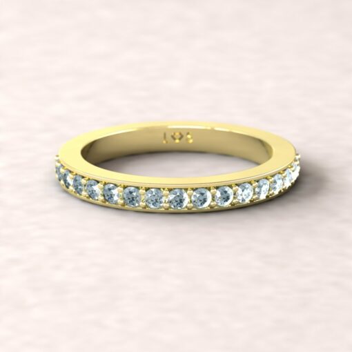 gift birthstone family ring 2.5mm square edge half eternity band aquamarine 14k yellow gold LS5361