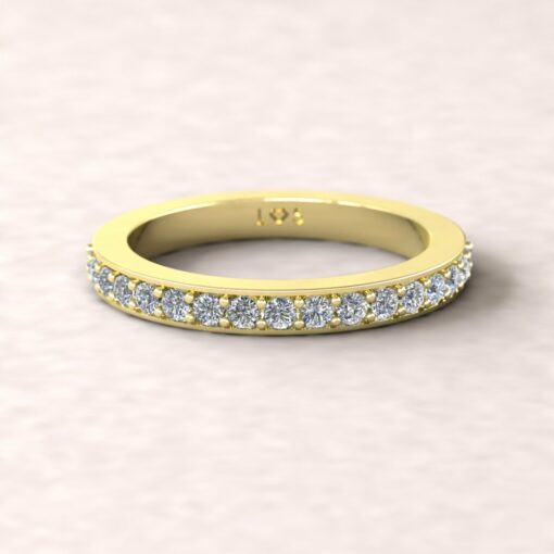 gift birthstone family ring 2.5mm square edge half eternity band diamond 14k yellow gold LS5361