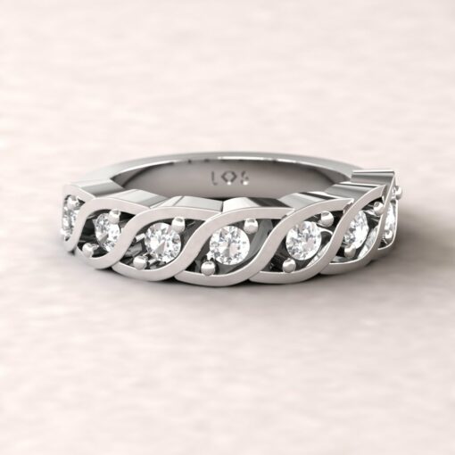 gift birthstone family ring twisted 7 stone band white sapphire sterling silver LS5329