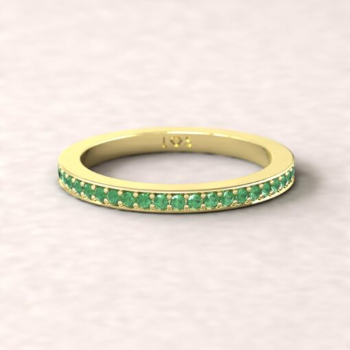 gift birthstone mothers ring 2mm square edge half eternity emerald 14k yellow gold LS5359