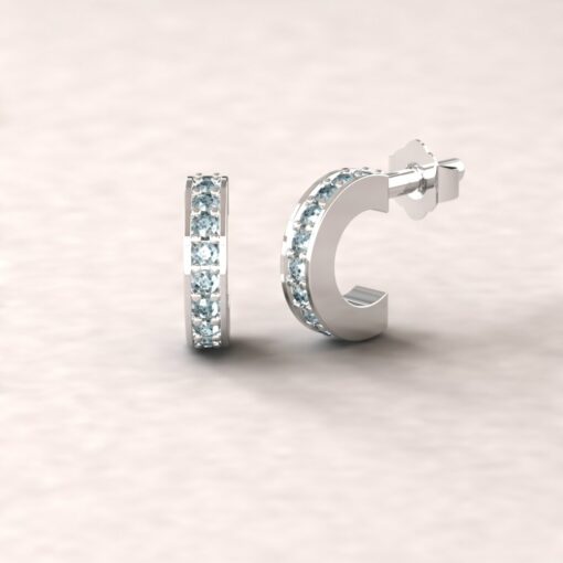 gift circlet birthstone earrings aquamarine 14k white gold LS5364