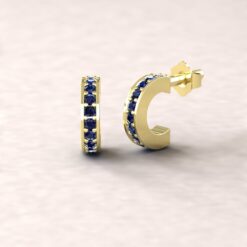 gift circlet birthstone earrings blue sapphire 14k yellow gold LS5364
