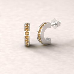 gift circlet birthstone earrings citrine 14k white gold LS5364