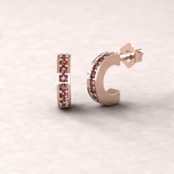 gift circlet birthstone earrings garnet 14k rose gold LS5364