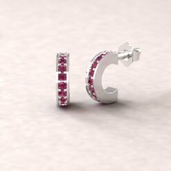gift circlet birthstone earrings ruby platinum LS5364