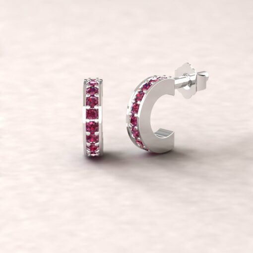 gift circlet birthstone earrings ruby platinum LS5364