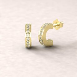 gift circlet birthstone earrings white sapphire 14k yellow gold LS5364