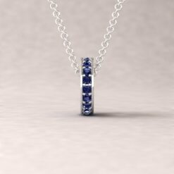 gift circlet birthstone pendant necklace blue sapphire 14k white gold LS5367