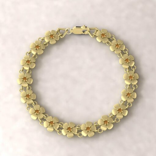 gift daisy charm birthstone bracelet citrine 14k yellow gold LS4571