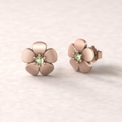 gift daisy charm earrings peridot 18k rose gold LS4572