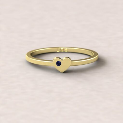 gift heart charm birthstone ring blue sapphire 14k yellow gold LS5220