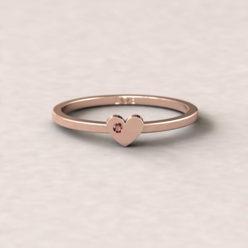 gift heart charm birthstone ring garnet 14k rose gold LS5220